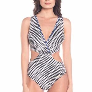 Saha Swimwear Womens Size S Monokini Gracia Light Stripes Bathing Suit Swim NEW